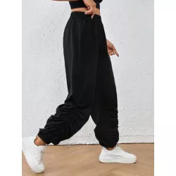 SHEIN EZwear Pantalones de Deporte para Mujer Fruncido Liso