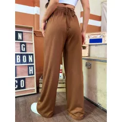 SHEIN EZwear Pantalones de pierna ancha unicolor de cintura con tira cruzada