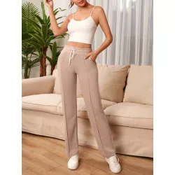 SHEIN Frenchy Pantalones deportivos de cintura con cordón con costura