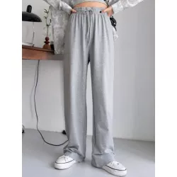 Pantalones deportivos de cintura con cordón de pierna recta