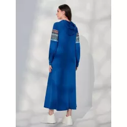 Vestido sudadera con capucha con estampado geométrico