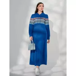 Vestido sudadera con capucha con estampado geométrico