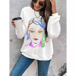 SHEIN Unity Sudadera con estampado de figura de hombros caídos