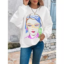 SHEIN Unity Sudadera con estampado de figura de hombros caídos