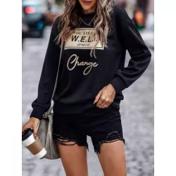 SHEIN LUNE Sudadera con estampado de slogan