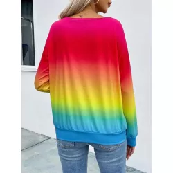 SHEIN VCAY Sudadera de ombré de cuello asimétrico de hombros caídos