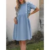 Vestido mezclilla ribete con fruncido smock