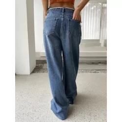 Jeans de cintura con cordón de pierna ancha