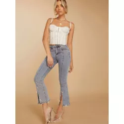 Jeans de pierna amplia bajo con abertura