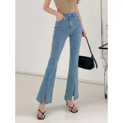 Jeans de pierna amplia bajo con abertura