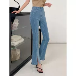 Jeans de pierna amplia bajo con abertura