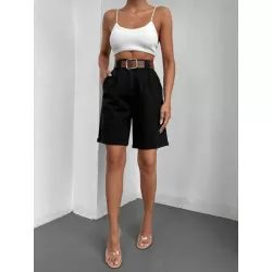 Cottnline Shorts mezclilla bermuda con bolsillo oblicuo