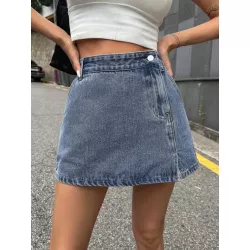 Skort mezclilla bajo con abertura