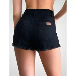 Shorts mezclilla desgarro bajo crudo