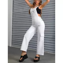 SHEIN ICON Petos mezclilla con botón lateral detalle sin top tubo