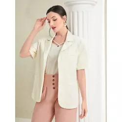 SHEIN Modely Blazer unicolor de cuello con solapa con diseño de solapa