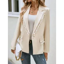 SHEIN Frenchy Blazer ribete con fleco con parte delantera abierta