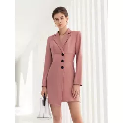 SHEIN BIZwear Vestido blazer de cuello con solapa con botón delantero bajo asimétrico