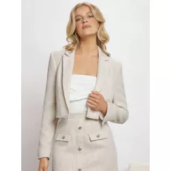 BIZwear Blazer crop de cuello con solapa con parte delantera abierta