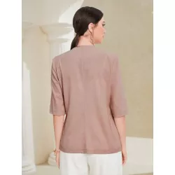 SHEIN Modely Blazer unicolor de doble botonadura