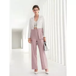 SHEIN BIZwear Pantalones con blazer de dos tonos de cuello con solapa