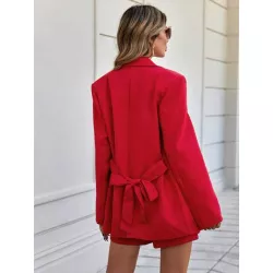 SHEIN BIZwear Blazer de cuello con solapa con cinturón & Shorts ropa de trabajo