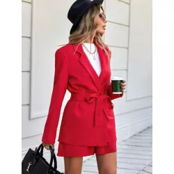 SHEIN BIZwear Blazer de cuello con solapa con cinturón & Shorts ropa de trabajo