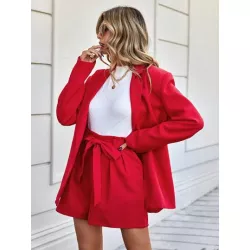 SHEIN BIZwear Blazer de cuello con solapa con cinturón & Shorts ropa de trabajo