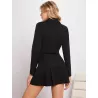 BIZwear Blazer crop de cuello con solapa & Falda fruncido