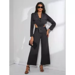 SHEIN BIZwear Pantalones con blazer de cuello con solapa con diseño de solapa