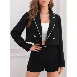 Essnce unido en contraste con botones Blazer & Shorts sin top de tirantes