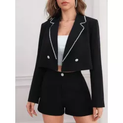 Essnce unido en contraste con botones Blazer & Shorts sin top de tirantes