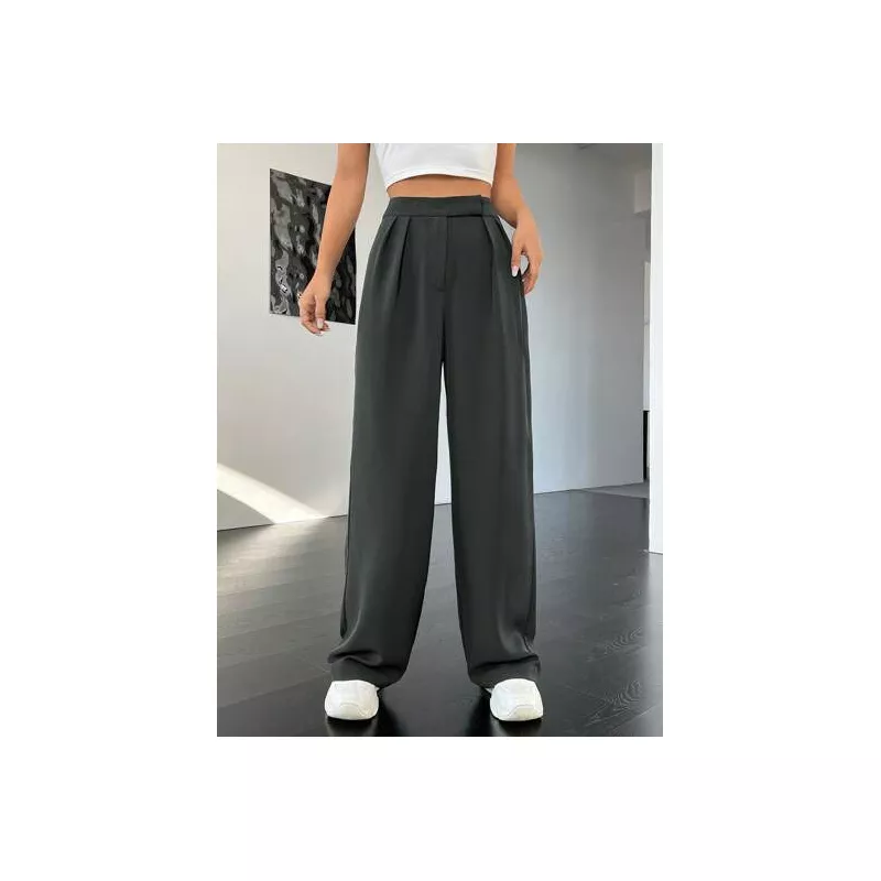 EZwear Pantalones de traje unicolor con fruncido