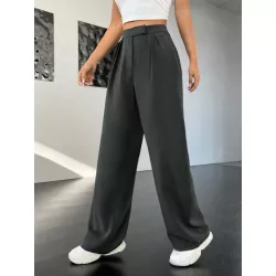 EZwear Pantalones de traje unicolor con fruncido