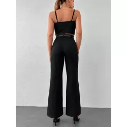 Pantalones de traje unicolor pierna amplia