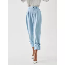 SHEIN BIZwear Pantalones de traje con diseño de fruncido bajo con nudo crop