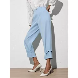 SHEIN BIZwear Pantalones de traje con diseño de fruncido bajo con nudo crop