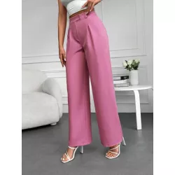 Pantalones de traje de talle alto con fruncido de pierna ancha