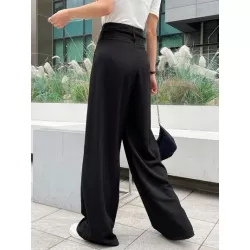 Pantalones de traje con fruncido de pierna ancha