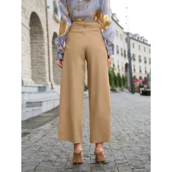 SHEIN BIZwear Pantalones de traje unicolor con bolsillo oblicuo de pierna ancha ropa de trabajo