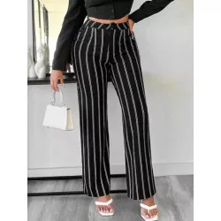 SXY Pantalones de traje con estampado de rayas de pierna recta