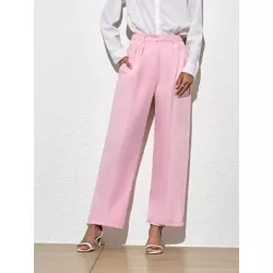 SHEIN BIZwear Pantalones de traje unicolor con bolsillo oblicuo de pierna recta