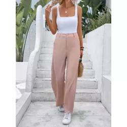 Frenchy Pantalones de traje con bolsillo oblicuo de pierna ancha