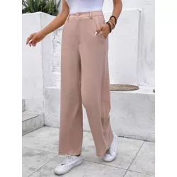 Frenchy Pantalones de traje con bolsillo oblicuo de pierna ancha