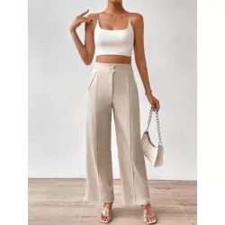 SHEIN Privé Pantalones de traje de talle alto de pierna ancha