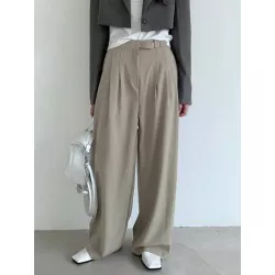 Pantalones de traje con fruncido de pierna ancha