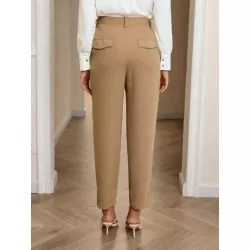 SHEIN BIZwear Pantalones de traje unicolor con fruncido con bolsillo oblicuo