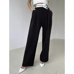 Pantalones de traje con fruncido de pierna ancha