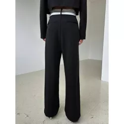 Pantalones de traje con fruncido de pierna ancha