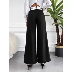 SHEIN Frenchy Pantalones de traje de talle alto de pierna ancha sin cinturón